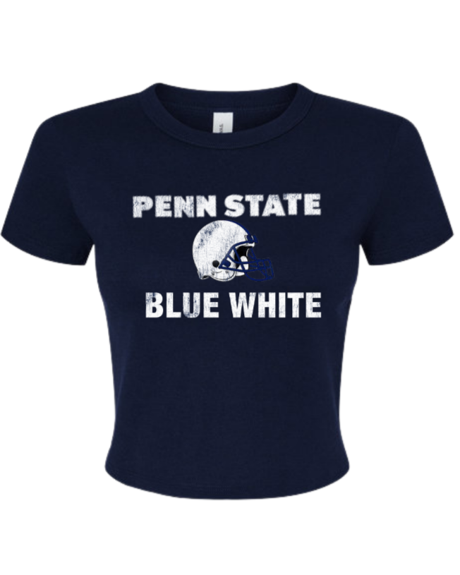Ladies Blue White Crop Tee